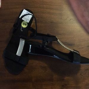 Madeline Stuart black and silver slingback sandal